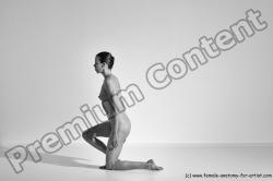 Nude Yoga poses Woman White Moving poses Slim long brown Dynamic poses Pinup